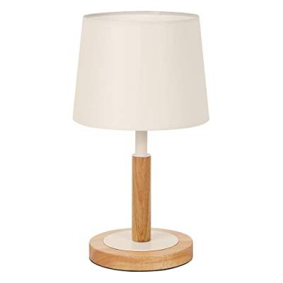 tomons LED Nachttischlampe Dimmbar aus Holz, Moderne Tischlampe, LED Tischleuchte Retro mit Stoffschirm für Schlafzimmer, Wohnzimmer oder im Hotel oder Café - Beige von tomons