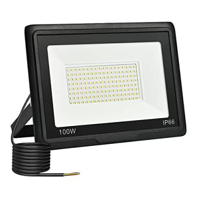 toobettp 100W LED Strahler Außen, 6500K 10000LM Kaltweiß LED Fluter, IP66 Wasserdicht Außenstrahler Fluter Flutlicht für Garten, Innenhöfe, Garage, Hotel von toobettp