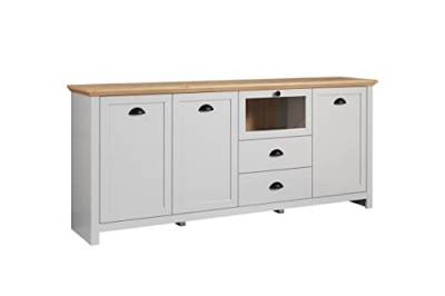 trendteam smart living - Sideboard Kommode Schrank - Wohnzimmer - Landside - Aufbaumaß (BxHxT) 190 x 82 x 41 cm - Farbe Lichtgrau mit Artisan Eiche - 2118872F4 von trendteam smart living