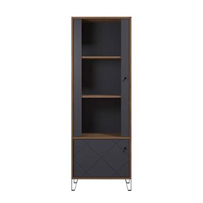 trendteam smart living - Standvitrine Vitrine - Wohnzimmer - Montez - Aufbaumaß (BxHxT) 63 x 172 x 40 cm - Farbe Eiche Kraft Gold mit Graphit - 2102131C4 von trendteam smart living