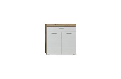 trendteam smart living - Schuhschrank Schuhkommode - Garderobe - Amanda - Aufbaumaß (BxHxT) 91 x 97 x 38 cm - Farbe Weiß Hochglanz mit Asteiche - 139386907 von trendteam smart living