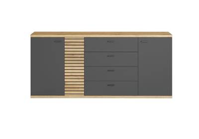 trendteam smart living - Sideboard Kommode Schrank - Wohnen - Norris - Aufbaumaß (BxHxT) 186 x 85 x 42 cm - Farbe Anthrazit mit Coast Evoke Eiche - 230287284 von trendteam smart living