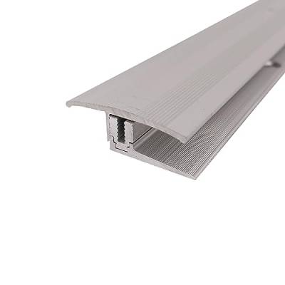 ufitec Profilsystem für Parkett- und Laminatböden - für Belagshöhen von 7-16 mm - viele Farben lieferbar (Flex Übergang 90 cm Lang | 35 mm breit, Silber) von ufitec profile systems