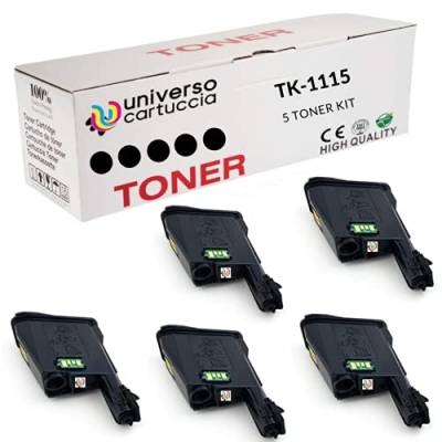 Kyocera TK-1115 Schwarz Original 1T02M50NL1 Kompatibel für ECOSYS FS-1041, FS-1220MFP, FS-1320MFP (5 TK115) von universo cartuccia
