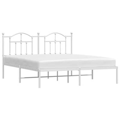 vidaXL Bettgestell, Bettrahmen mit Kopfteil Lattenrost Metall, Metallbett Bett für Schlafzimmer, Doppelbett Gästebett, Weiß 180x200cm von vidaXL