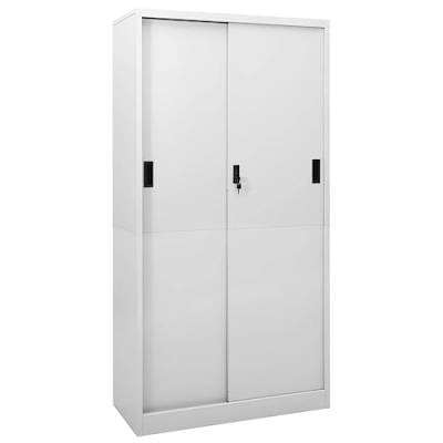 vidaXL Büroschrank mit Schiebetür Aktenschrank Büromöbel Metallschrank Stahlschrank Lagerschrank Universalschrank Schrank Hellgrau 90x40x180cm Stahl von vidaXL