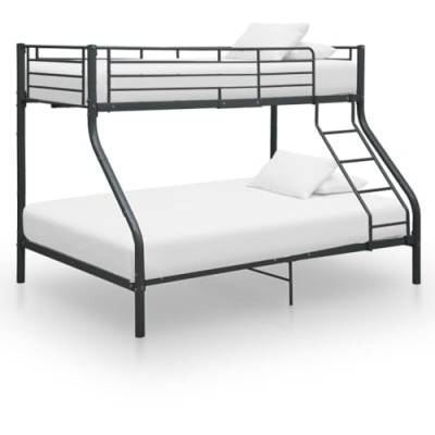 vidaXL Etagenbett Stockbett Bettgestell Metallbett Bett Hochbett Kinderbett Doppelstockbett Schlafzimmerbett Schwarz Metall 140x200cm 90x200cm von vidaXL