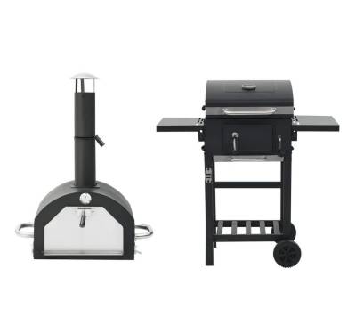 vidaXL Grillkamin 3-in-1 Outdoor-Pizzaofen & Grill Schwarz von vidaXL