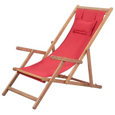 vidaXL Holz Liegestuhl Rot Sonnenliege Strandliege Gartenliege Liege Garten von vidaXL