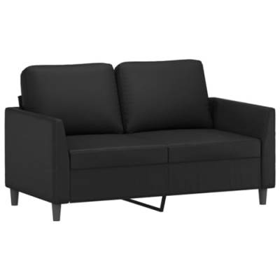 vidaXL Sofa 2-Sitzer, Loungesofa Couch mit Armlehnen Rückenkissen, Wohnzimmersofa Designsofa Metallgestell, Sitzmöbel Zweisitzer, Schwarz Kunstleder von vidaXL