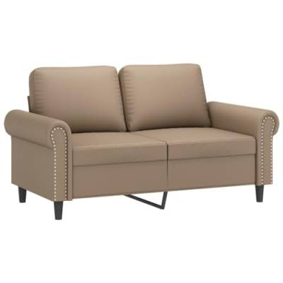 vidaXL Sofa 2-Sitzer, Loungesofa Couch mit Armlehnen Rückenkissen, Wohnzimmersofa Designsofa mit Metallgestell, Sitzmöbel Zweisitzer, Cappuccino-Braun Kunstleder von vidaXL
