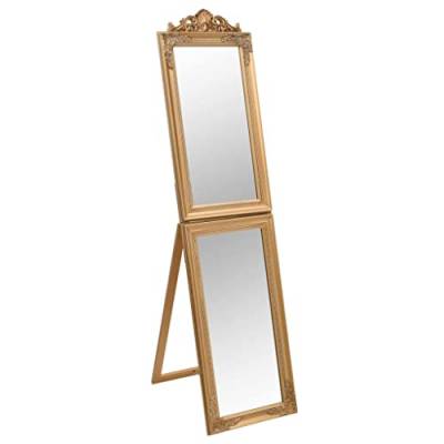 vidaXL Standspiegel Klappdesign Barockstil Ankleidespiegel Ganzkörperspiegel Freistehender Spiegel Flurspiegel Dekospiegel Golden 45x180cm von vidaXL