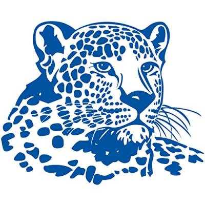 wall-refine WM-00106 | Leopard, Kopf | 72 x 58 cm, blau, seidenmatt, Wandtattoo Wandaufkleber in Premium Qualität, Wanddeko Deko Motiv Tier Raubkatze Katze Gepard Afrika Wild von wall-refine