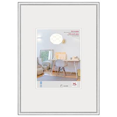 walther design Bilderrahmen silber 60 x 80 cm mit Kunstglas, New Lifestyle Kunststoffrahmen KVX080S von walther design