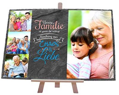 wandmotiv24 individuelle Schiefertafel als Geschenk für Familie, Größe 30 x 20 cm, Foto-Collage, Familie, Mischung, Geburtstag, personalisierte Geschenke, Mama, Papa, Family, Geschenkidee, Deko M0448 von wandmotiv24