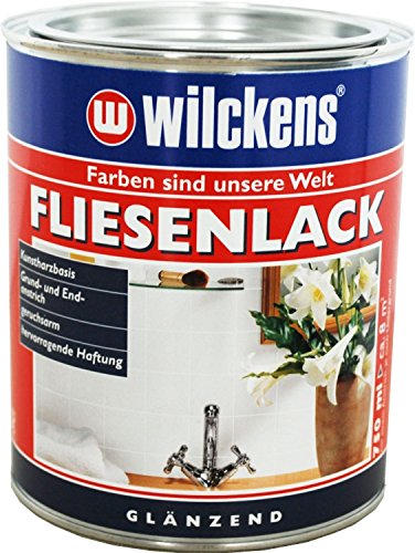 Fliesenlack glänzend inkl. Pinsel zum Auftragen von E-Com24 (weiss glänzend 750 ml) von Wilckens
