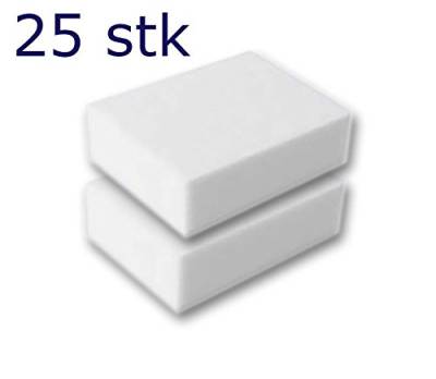 25 Stück Reinigungsschwamm, Radierschwamm, Schmutzradierer, Wunderschwamm je 10x7x3 cm Weiss von wohnen.com