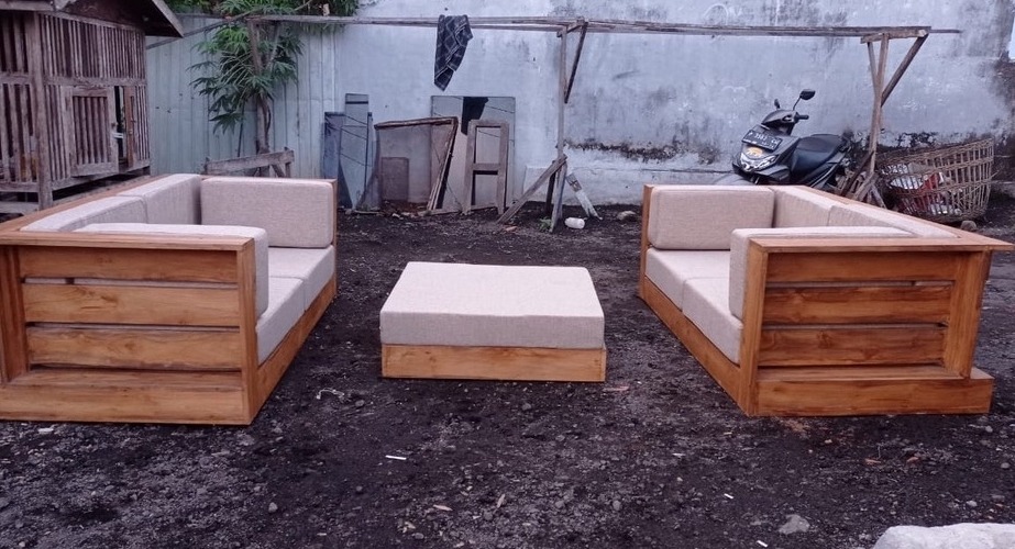 Gartensitzgruppe Teakholz Sofa Outdoor Lounge Couch Outdoorsitzgruppe Loungesofa Gartenmöbel von TARSHOPBALI