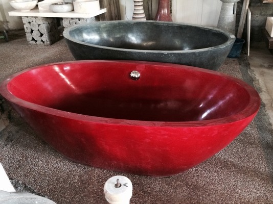 Freistehende Badewanne Wanne Freistehend Steinwanne Becken Badetopf Badewannen Gartenpool Aussenwanne Spa Pool Basin Steinbecken Terrazzo Stein Resin Sanitär Oval Steinbasin Diese Wanne wird in Bali von Hand aus Terrazzo Stein mit Resin gemischt gefertigt von TARSHOPBALI