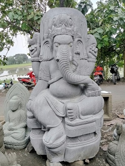 Skulptur Ganesha Buddha Figur Steinskulptur Elefantengott Stein Ganescha Statue Feng Shui Hindu Gott von TARSHOPBALI
