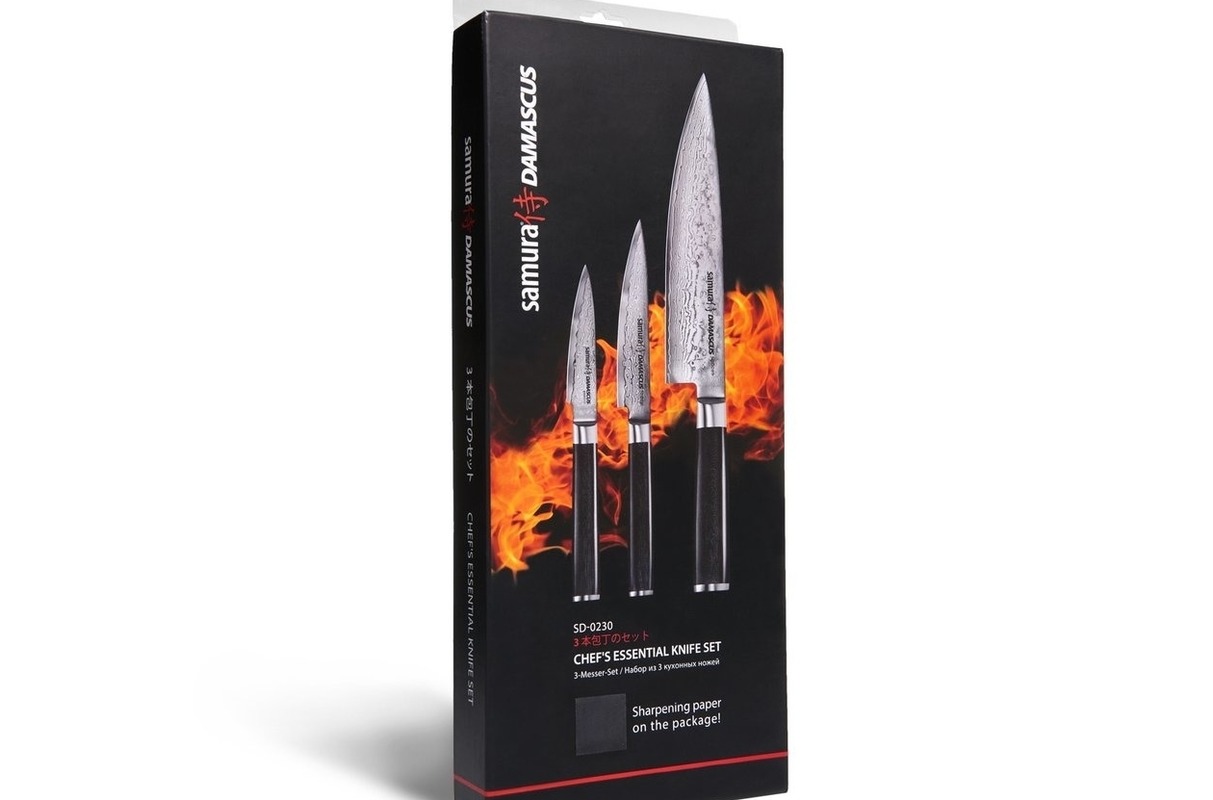 Samura DAMASTMESSER Set 3-tlg.: 67 Lagen. VG -10 Stahlkern Geschenkidee von SAMURA