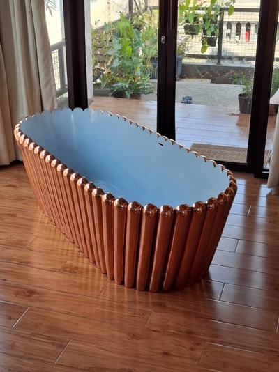 Freistehende Badewanne Kupfer Bad Wanne Kupferbadwanne Spa Becken Kupferbadewanne Basin Doppelwandig von TARSHOPBALI