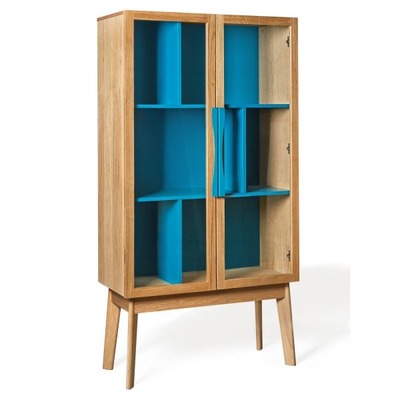 Halbhoher Schrank Vitrine in Eiche/Blau Halbhoher Schrank Vitrine in Eiche/Blau von EIKORA