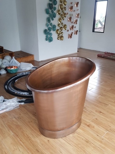 Badetopf Kupfer Freistehend Sitzbadewanne Bad Spa Becken Badewanne Sitz Bade Wanne Kupferbadetopf von TARSHOPBALI