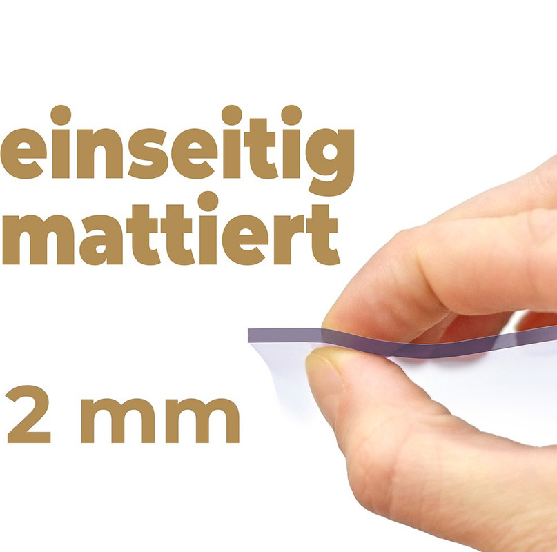Tischschutzfolie 2mm Transparent einseitig mattiert nach Maß von www.tischschutz.de