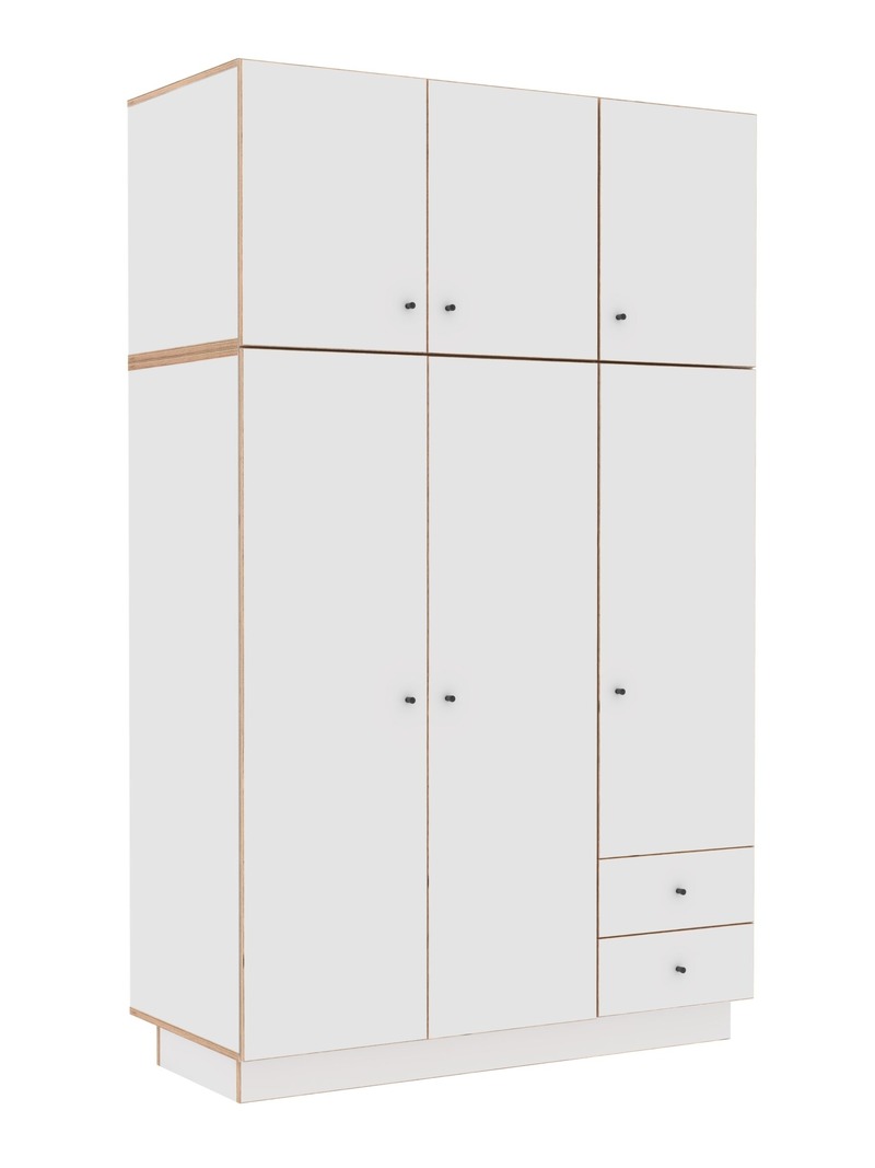 Extra hoher Kleiderschrank INU 3 Türen weiß mit Griffen Extra hoher Kleiderschrank INU 3 Türen weiß mit Griffen von HEDISTONE