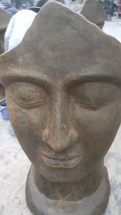 Skulptur Maske Kunst Steinskulptur Mann Kostimierung Statue Masken Stein Statue Garten Dekoration von TARSHOPBALI