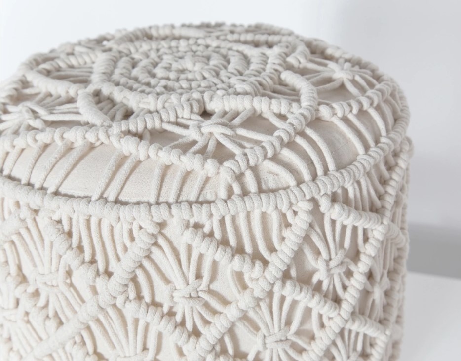 Macrame Stool, Bohemian Vintage Stool von Indo Vintage Living