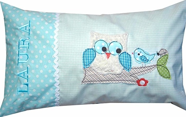 Babykissen Eule mit Vögelchen mit Namen 30x50 cm Babykissen Eule mit Vögelchen mit Namen 30x50 cm von C-Fashion-Design