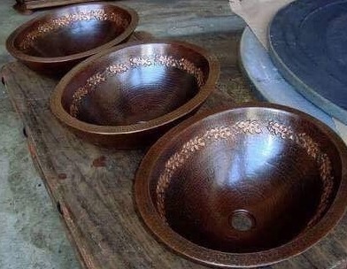 Waschbecken Kupfer Becken Handwaschbecken Aufsatzbecken Waschschale Waschbasin Kupferwaschbecken von TARSHOPBALI