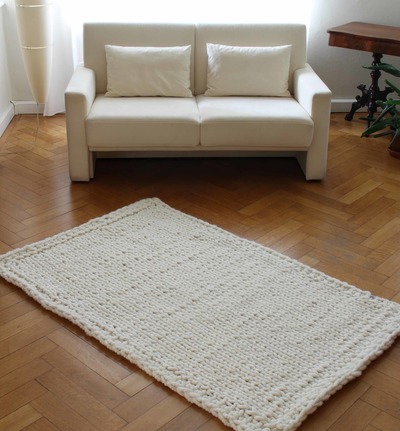 Schafwoll-Teppich gestrickt cremeweiß Schafwoll-Teppich gestrickt cremeweiß von bcd manufaktur
