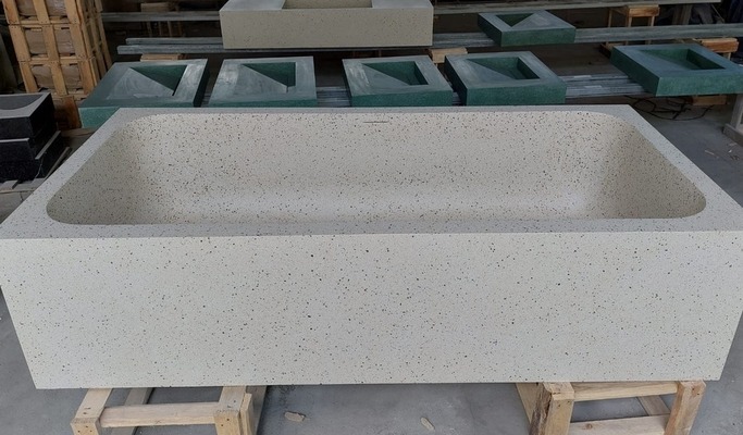 Waschbecken Platte Aufsatzbecken Handwaschbecken Bad Doppelwaschbecken Unterbaubecken Terrazzo Stein Waschbecken Platte Aufsatzbecken Handwaschbecken Bad Doppelwaschbecken Unterbaubecken Terrazzo Stein von TARSHOPBALI