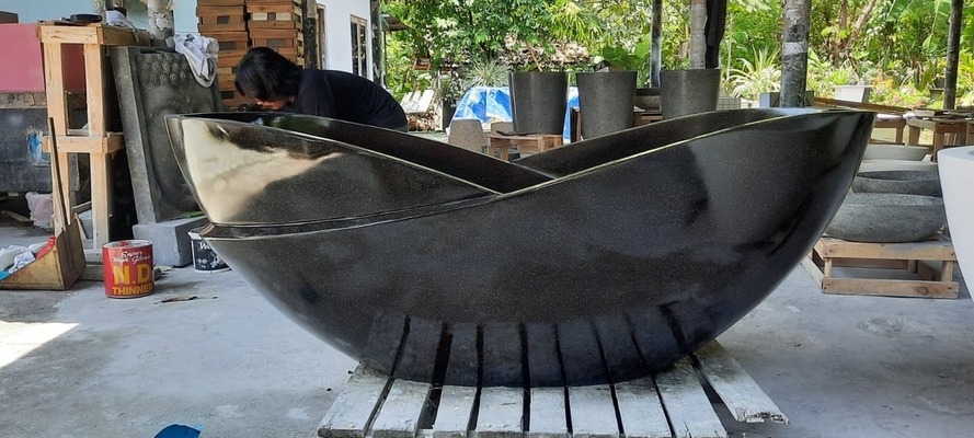 Badewanne Freistehende Bad Wanne Terrazzo Stein Indoorbadewanne Steinwanne Spa Becken von TARSHOPBALI