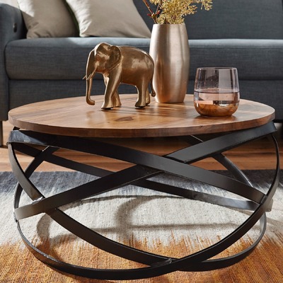 Couchtisch Rund Home-Designs - 60x30x60 cm Sheesham Massivholz / Metall Sofatisch Couchtisch Rund Home-Designs - 60x30x60 cm Sheesham Massivholz / Metall Sofatisch von Prestige-Möbel