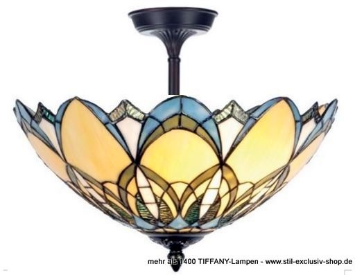 EXTRA-Modell!  40cm ø.  kurze TIFFANY-Pendel-Lampe (bronzefarbene Rosette mit sichtbar aufwändiger Verzierung), unsere umfangreiche Serie MYERS. von STIL-EXCLUSIV