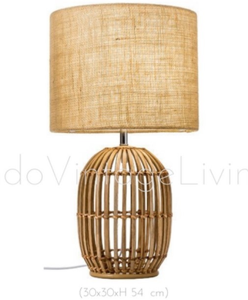 Rattan Table Lamp With Shade, Table Lamp von Indo Vintage Living