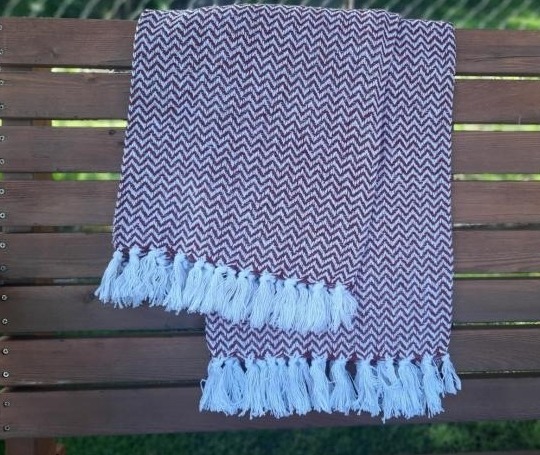 Wohndecke - Plaid bordeaux gemustert 130 x 180 cm von Smuk
