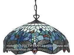 mittlere 41ø TIFFANY-Hänge-Lampe, unsere umfangreiche Serie DRAGONFLY-BLUE von STIL-EXCLUSIV