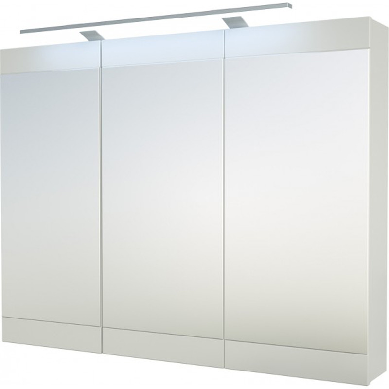 Albero Design Trento Retro Spiegelschrank mit LED Aufsteckleuchte, weiß glänzend - 90 x 70cm Albero Design Trento Retro Spiegelschrank mit LED Aufsteckleuchte, weiß glänzend - 90 x 70cm von EIKORA