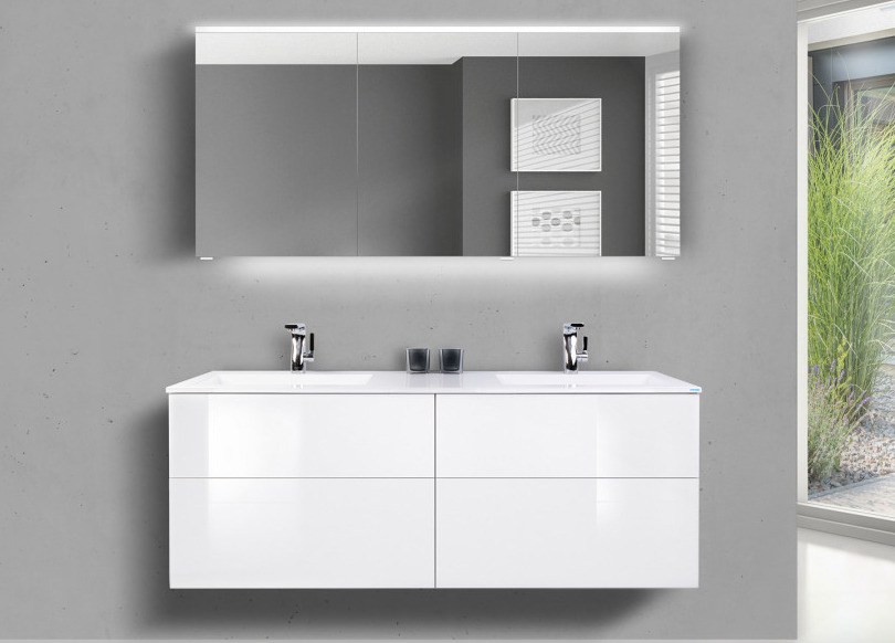 Badmöbel Set NIZZA grifflos 140 cm Doppelwaschtisch, mit Unterschrank und Spiegelschrank Badmöbel Set NIZZA grifflos 140 cm Doppelwaschtisch, mit Unterschrank und Spiegelschrank von MADELIVING.de