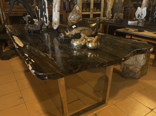 Tisch Fossil Esstisch Versteinertes Holz Natur Steintisch Küchentisch Wohnzimmertisch petrified wood von TARSHOPBALI