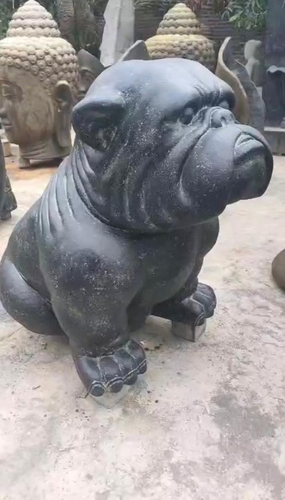 Skulptur Bulldoge Hunde Steinskulptur Stein Tier Statue Hund Bulldog Tierskulptur Garten Dekoration von TARSHOPBALI