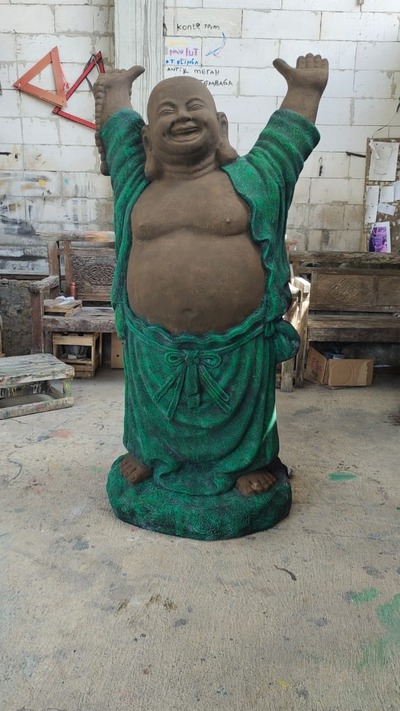 Skulptur Happy Buddha Steinskulptur Glücklicher Budha Stein Statue Buda Feng Shui Garten Dekoration von TARSHOPBALI