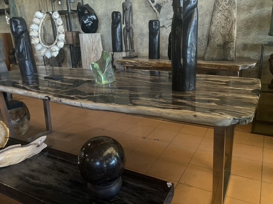 Tisch Fossil Esstisch Versteinertes Holz Natur Steintisch Küchentisch Wohnzimmertisch petrified wood von TARSHOPBALI