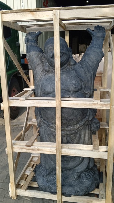 Skulptur Happy Buddha Steinskulptur Glücklicher Budha Stein Statue Buda Feng Shui Garten Dekoration von TARSHOPBALI