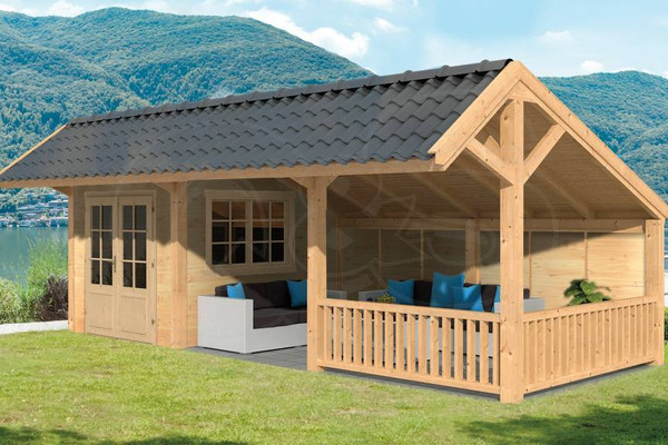 Remise Bergen Typ 8 mit Gartenhaus 678x306cm Natur Tuindeco Remise Bergen Typ 8 mit Gartenhaus 678x306cm Natur Tuindeco von QS-Gartendeco